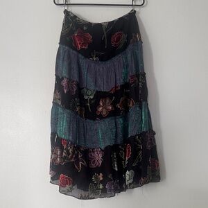 NY Collection Black Skirt with Floral Embroidery